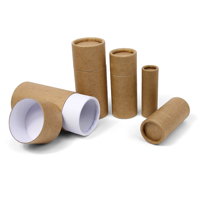 Firstsail Custom Printed Creative Recycled Eco Friendly Biodegradable Push Round Kraft Brown Paper Tube Packaging Box for Bath Salt Cosmetic Gift Candle