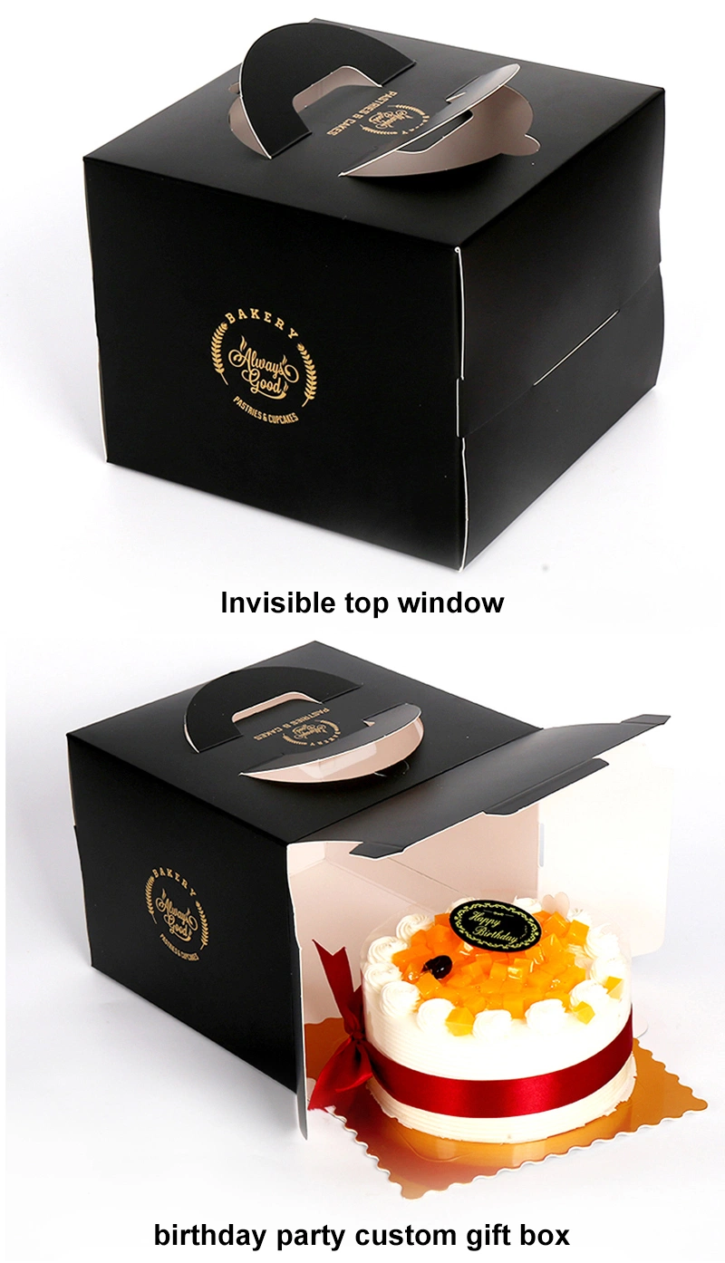 Free Design Dessert Cardboard White Pastry Cheap Wholesale Art Paper Bakery Box for Food Pack with Handle